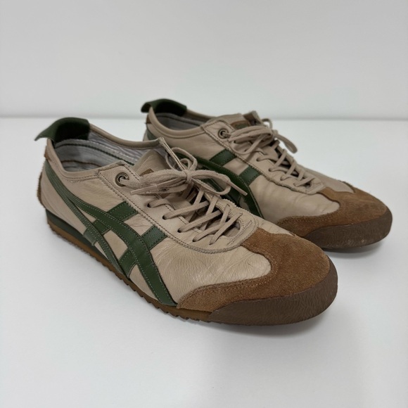Onitsuka Tiger Tokuten Beige Green Lace Up Sneakers - Picture 2 of 12